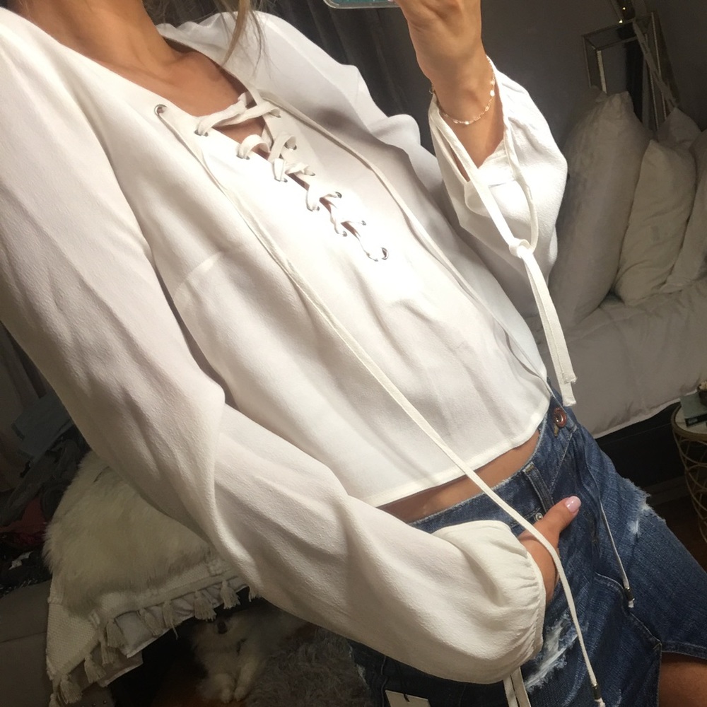 Free People Long Sleeve Tassel Blouse